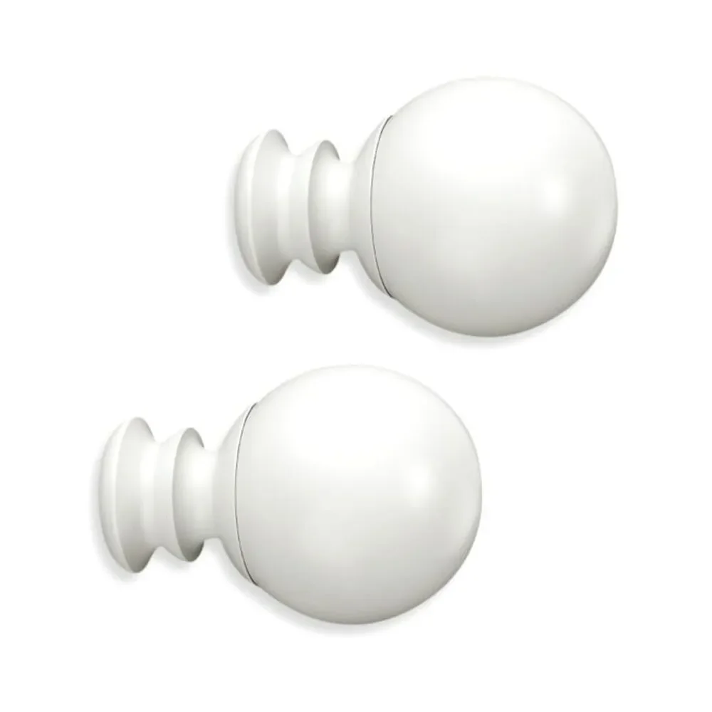 Cambria Premier Complete Paragon Curtain Rod Finials Satin White Set of 2 Metal